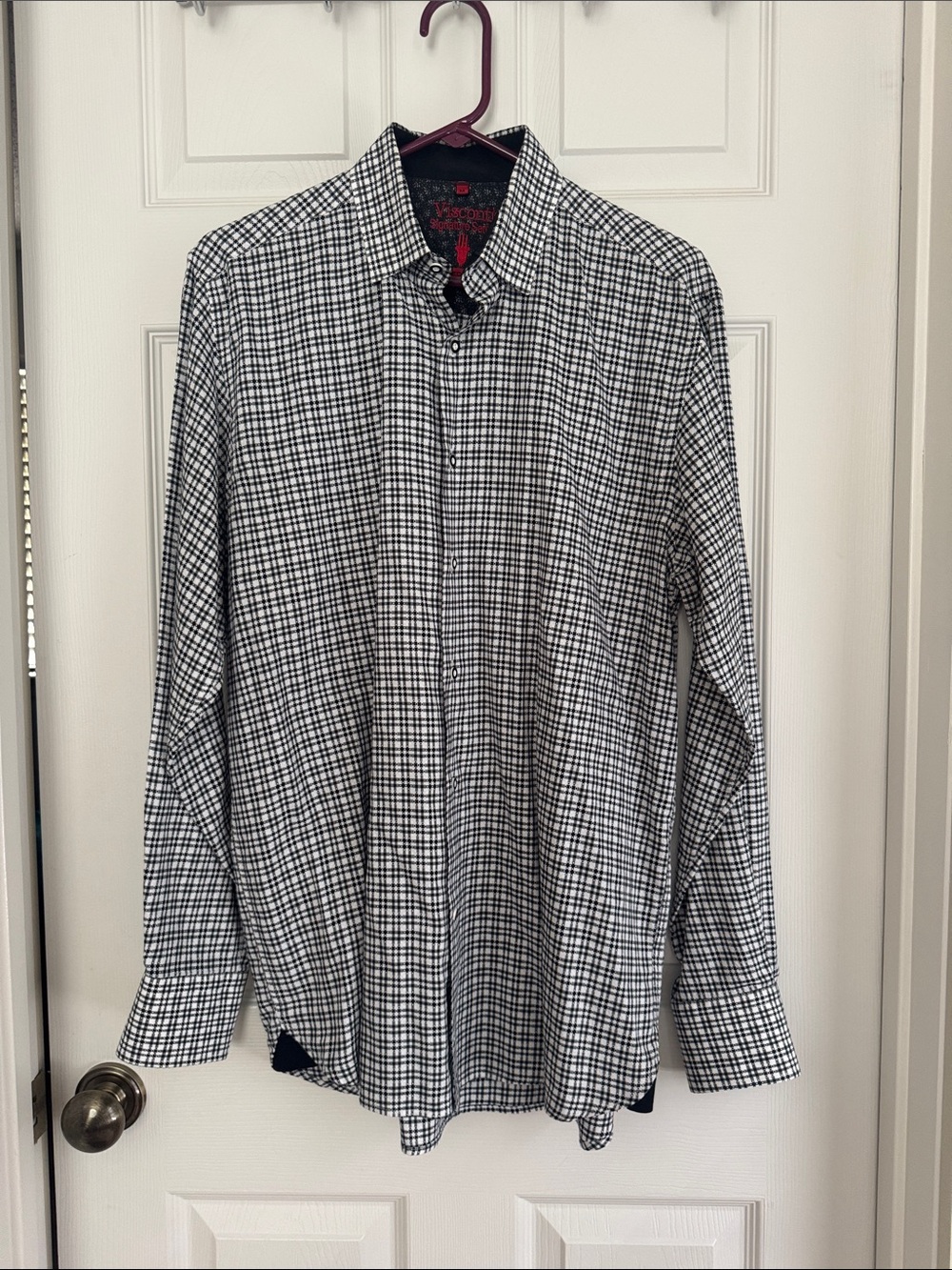 Visconti Men's Black & White Checked Button-Down Shirt
